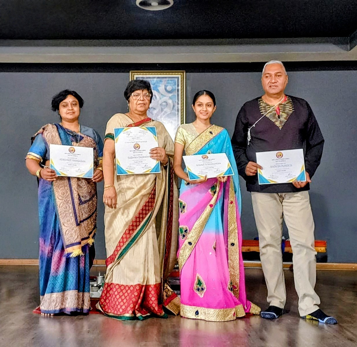 Students receiving certificates at Plessislaer Arya Samaj ceremony